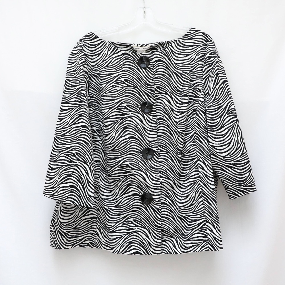 Edward Woman jacket zebra animal print black white plus size 2X cotton trendy